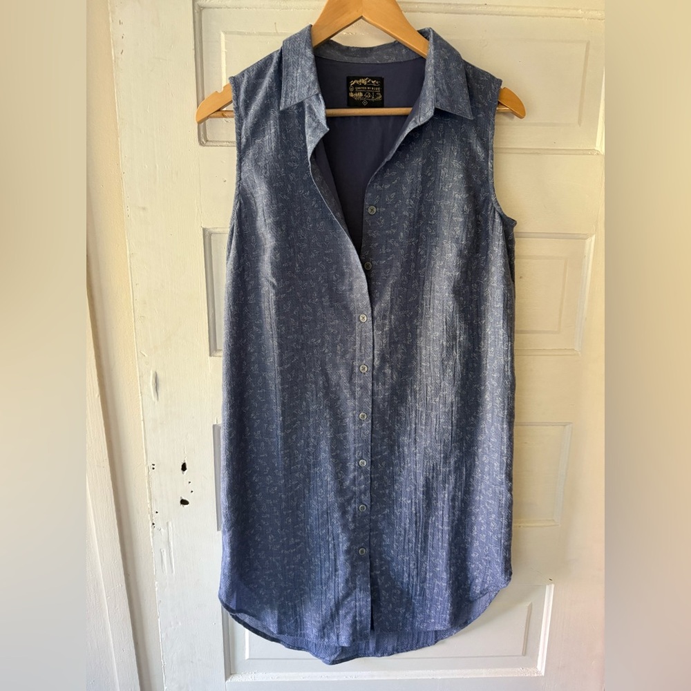 United By Blue Navy Shirt Dress with Gold Accents